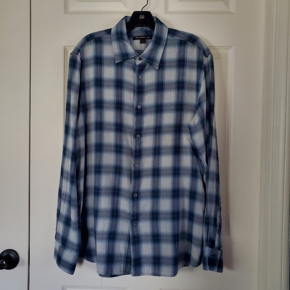 John Varvatos Plaid Long Sleeve Button Up Shirt Size Medium Lined With Different